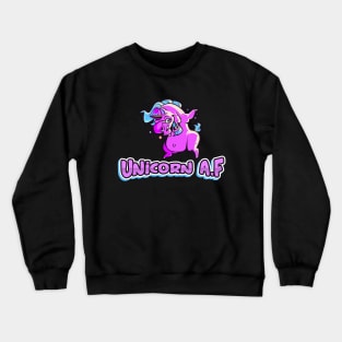 Unicorn AF, Funny Cute, Unicorn Gift, Unicorn Meme Crewneck Sweatshirt